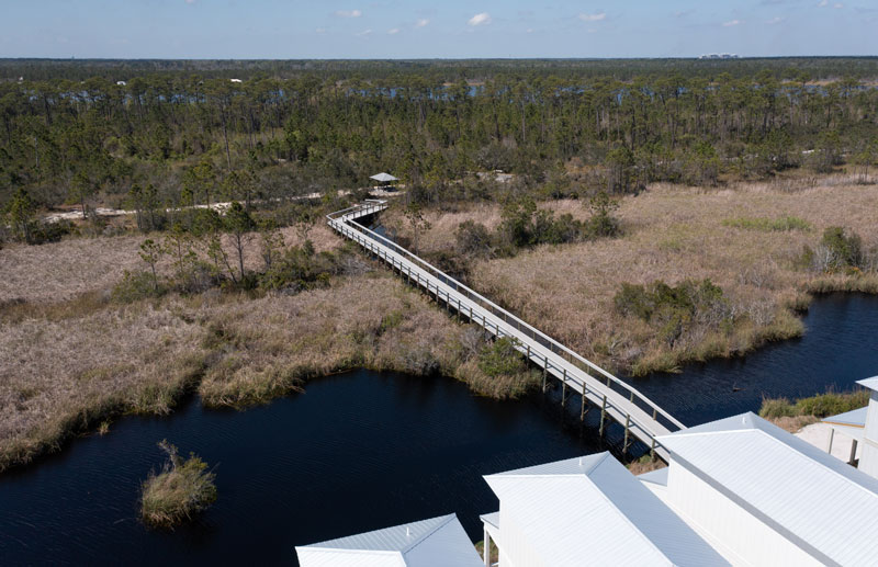 Boardwalk connecting Beach Village Resort (BVR) to Gulf State Park